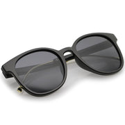 zeroUV Casual Metal Temple Square Lens Horn Rimmed Sunglasses A750 Sunglasses White Smoke Black-Gold / Smoke,Black-Silver / Lavender,Smoke-Gold / Smoke Gradient,Tortoise-Gold / Brown,Nude-Gold / Brown