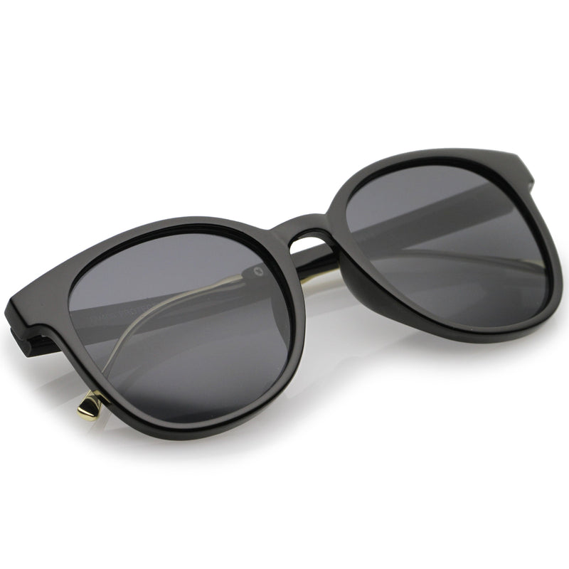 zeroUV Casual Metal Temple Square Lens Horn Rimmed Sunglasses A750 Sunglasses White Smoke Black-Gold / Smoke,Black-Silver / Lavender,Smoke-Gold / Smoke Gradient,Tortoise-Gold / Brown,Nude-Gold / Brown
