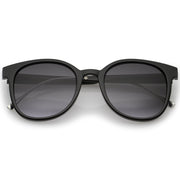 zeroUV Casual Metal Temple Square Lens Horn Rimmed Sunglasses A750 Sunglasses Dark Slate Gray Black-Silver / Lavender