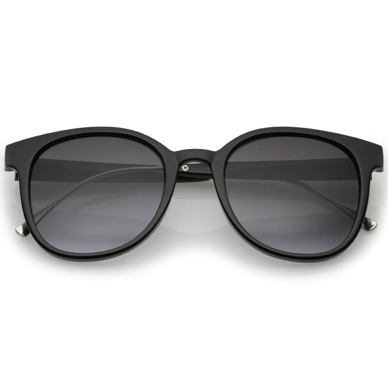 zeroUV Casual Metal Temple Square Lens Horn Rimmed Sunglasses A750 Sunglasses Dark Slate Gray Black-Silver / Lavender