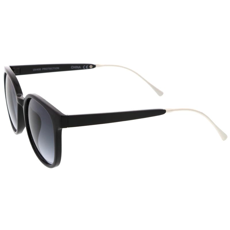 zeroUV Casual Metal Temple Square Lens Horn Rimmed Sunglasses A750 Sunglasses White Smoke Black-Gold / Smoke,Black-Silver / Lavender,Smoke-Gold / Smoke Gradient,Tortoise-Gold / Brown,Nude-Gold / Brown