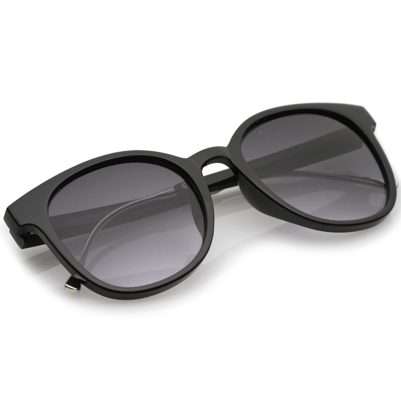 zeroUV Casual Metal Temple Square Lens Horn Rimmed Sunglasses A750 Sunglasses White Smoke Black-Gold / Smoke,Black-Silver / Lavender,Smoke-Gold / Smoke Gradient,Tortoise-Gold / Brown,Nude-Gold / Brown
