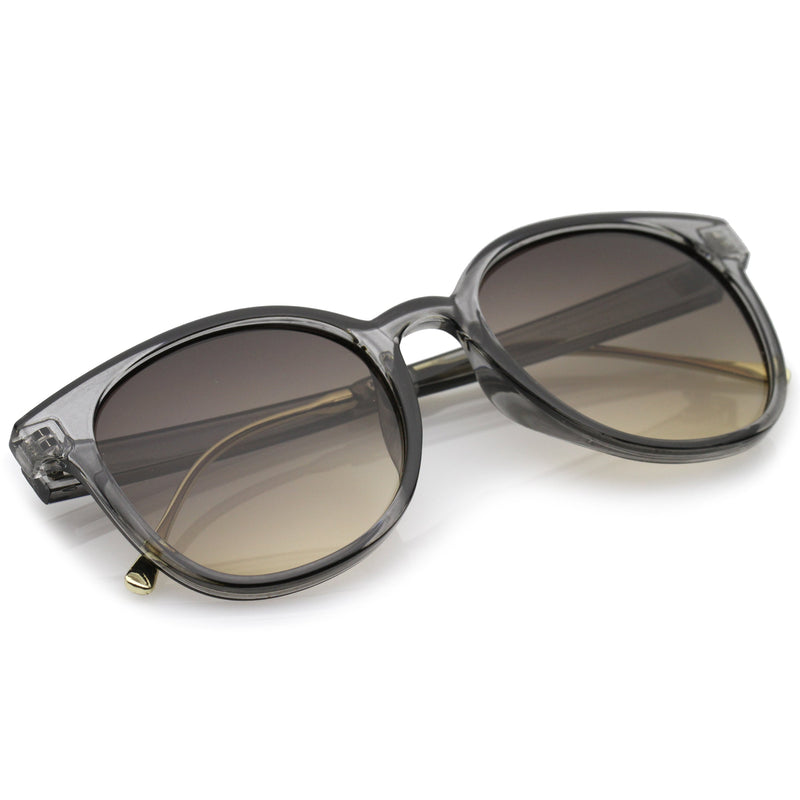 zeroUV Casual Metal Temple Square Lens Horn Rimmed Sunglasses A750 Sunglasses White Smoke Black-Gold / Smoke,Black-Silver / Lavender,Smoke-Gold / Smoke Gradient,Tortoise-Gold / Brown,Nude-Gold / Brown
