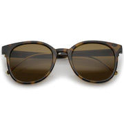 zeroUV Casual Metal Temple Square Lens Horn Rimmed Sunglasses A750 Sunglasses White Smoke Tortoise-Gold / Brown