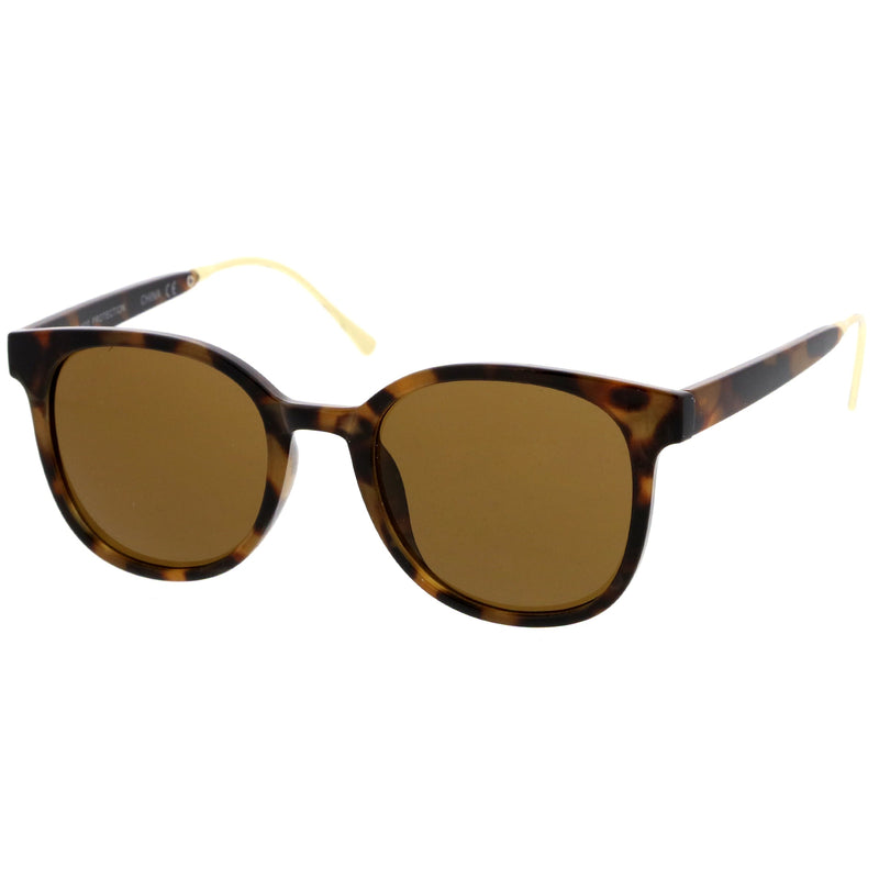 zeroUV Casual Metal Temple Square Lens Horn Rimmed Sunglasses A750 Sunglasses White Smoke Black-Gold / Smoke,Black-Silver / Lavender,Smoke-Gold / Smoke Gradient,Tortoise-Gold / Brown,Nude-Gold / Brown