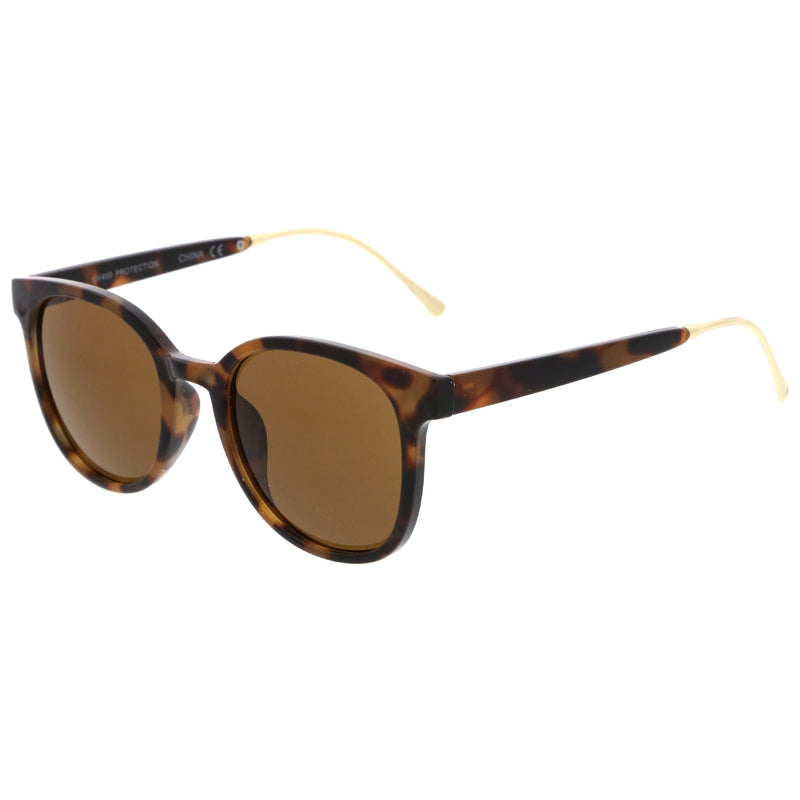 zeroUV Casual Metal Temple Square Lens Horn Rimmed Sunglasses A750 Sunglasses White Smoke Black-Gold / Smoke,Black-Silver / Lavender,Smoke-Gold / Smoke Gradient,Tortoise-Gold / Brown,Nude-Gold / Brown