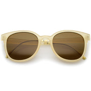 zeroUV Casual Metal Temple Square Lens Horn Rimmed Sunglasses A750 Sunglasses White Smoke Nude-Gold / Brown