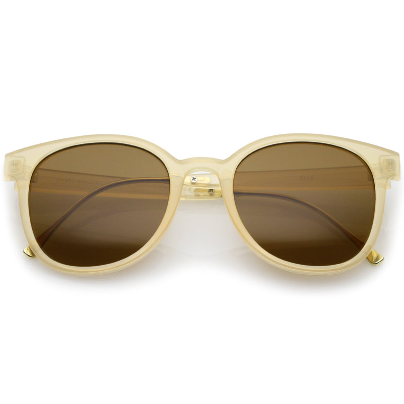 zeroUV Casual Metal Temple Square Lens Horn Rimmed Sunglasses A750 Sunglasses White Smoke Nude-Gold / Brown