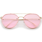 zeroUV Retro Modern Rimless Flat Color Lens Aviator Sunglasses A826 Sunglasses White Smoke Silver Yellow,Silver Blue,Silver Red,Gold Pink,Gold Purple