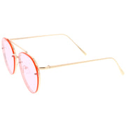 zeroUV Retro Modern Rimless Flat Color Lens Aviator Sunglasses A826 Sunglasses White Smoke Silver Yellow,Silver Blue,Silver Red,Gold Pink,Gold Purple