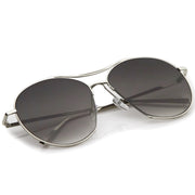zeroUV Oversize Thin Metal Flat Gradient Flat Lens Sunglasses A845 Sunglasses White Smoke Gold Amber,Gold Smoke Gradient,Gold Pink Gradient,Silver Lavender,Silver Blue Gradient