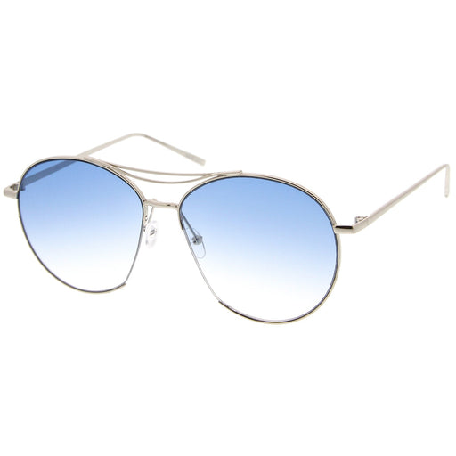 zeroUV Oversize Thin Metal Flat Gradient Flat Lens Sunglasses A845 Sunglasses White Smoke Gold Amber,Gold Smoke Gradient,Gold Pink Gradient,Silver Lavender,Silver Blue Gradient