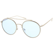 zeroUV Modern Slim Round Color Tone Aviator Sunglasses A871 Sunglasses White Smoke Gold Pink,Silver Blue,Silver Yellow,Silver Purple,Silver Red,Gold Yellow