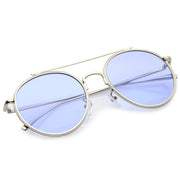 zeroUV Modern Slim Round Color Tone Aviator Sunglasses A871 Sunglasses White Smoke Gold Pink,Silver Blue,Silver Yellow,Silver Purple,Silver Red,Gold Yellow