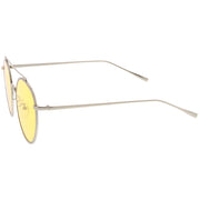 zeroUV Modern Slim Round Color Tone Aviator Sunglasses A871 Sunglasses White Smoke Gold Pink,Silver Blue,Silver Yellow,Silver Purple,Silver Red,Gold Yellow
