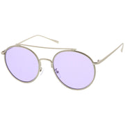 zeroUV Modern Slim Round Color Tone Aviator Sunglasses A871 Sunglasses White Smoke Gold Pink,Silver Blue,Silver Yellow,Silver Purple,Silver Red,Gold Yellow