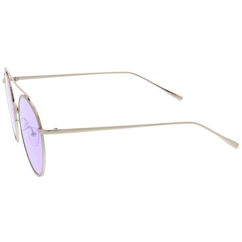 zeroUV Modern Slim Round Color Tone Aviator Sunglasses A871 Sunglasses White Smoke Gold Pink,Silver Blue,Silver Yellow,Silver Purple,Silver Red,Gold Yellow