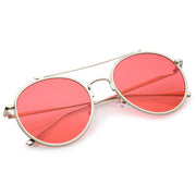 zeroUV Modern Slim Round Color Tone Aviator Sunglasses A871 Sunglasses White Smoke Gold Pink,Silver Blue,Silver Yellow,Silver Purple,Silver Red,Gold Yellow
