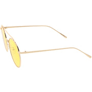 zeroUV Modern Slim Round Color Tone Aviator Sunglasses A871 Sunglasses White Smoke Gold Pink,Silver Blue,Silver Yellow,Silver Purple,Silver Red,Gold Yellow