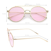 zeroUV Modern Slim Round Color Tone Aviator Sunglasses A871 Sunglasses White Smoke Gold Pink,Silver Blue,Silver Yellow,Silver Purple,Silver Red,Gold Yellow