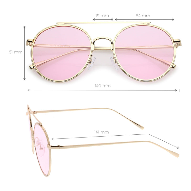 zeroUV Modern Slim Round Color Tone Aviator Sunglasses A871 Sunglasses White Smoke Gold Pink,Silver Blue,Silver Yellow,Silver Purple,Silver Red,Gold Yellow