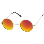 zeroUV Retro Lennon Style Round Circle Metal Mirror Lens Sunglasses 1408 Sunglasses White Smoke Gold Mirror,Silver Yellow,Silver Blue,Silver Red,Gold Midnight,Gold Ice,Gold Fire,Gold Sun,Silver / Silver Mirror