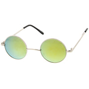 zeroUV Retro Lennon Style Round Circle Metal Mirror Lens Sunglasses 1408 Sunglasses White Smoke Gold Mirror,Silver Yellow,Silver Blue,Silver Red,Gold Midnight,Gold Ice,Gold Fire,Gold Sun,Silver / Silver Mirror