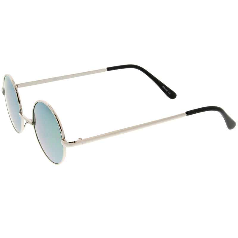 zeroUV Retro Lennon Style Round Circle Metal Mirror Lens Sunglasses 1408 Sunglasses White Smoke Gold Mirror,Silver Yellow,Silver Blue,Silver Red,Gold Midnight,Gold Ice,Gold Fire,Gold Sun,Silver / Silver Mirror