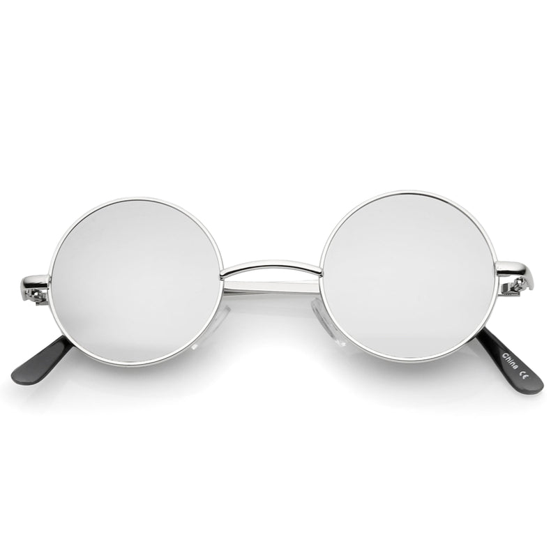 zeroUV Retro Lennon Style Round Circle Metal Mirror Lens Sunglasses 1408 Sunglasses Lavender Silver / Silver Mirror
