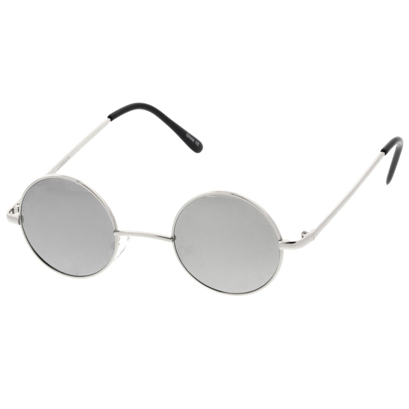 zeroUV Retro Lennon Style Round Circle Metal Mirror Lens Sunglasses 1408 Sunglasses White Smoke Gold Mirror,Silver Yellow,Silver Blue,Silver Red,Gold Midnight,Gold Ice,Gold Fire,Gold Sun,Silver / Silver Mirror