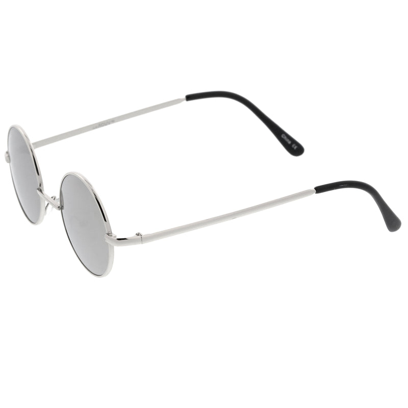 zeroUV Retro Lennon Style Round Circle Metal Mirror Lens Sunglasses 1408 Sunglasses White Smoke Gold Mirror,Silver Yellow,Silver Blue,Silver Red,Gold Midnight,Gold Ice,Gold Fire,Gold Sun,Silver / Silver Mirror