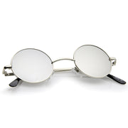 zeroUV Retro Lennon Style Round Circle Metal Mirror Lens Sunglasses 1408 Sunglasses White Smoke Gold Mirror,Silver Yellow,Silver Blue,Silver Red,Gold Midnight,Gold Ice,Gold Fire,Gold Sun,Silver / Silver Mirror