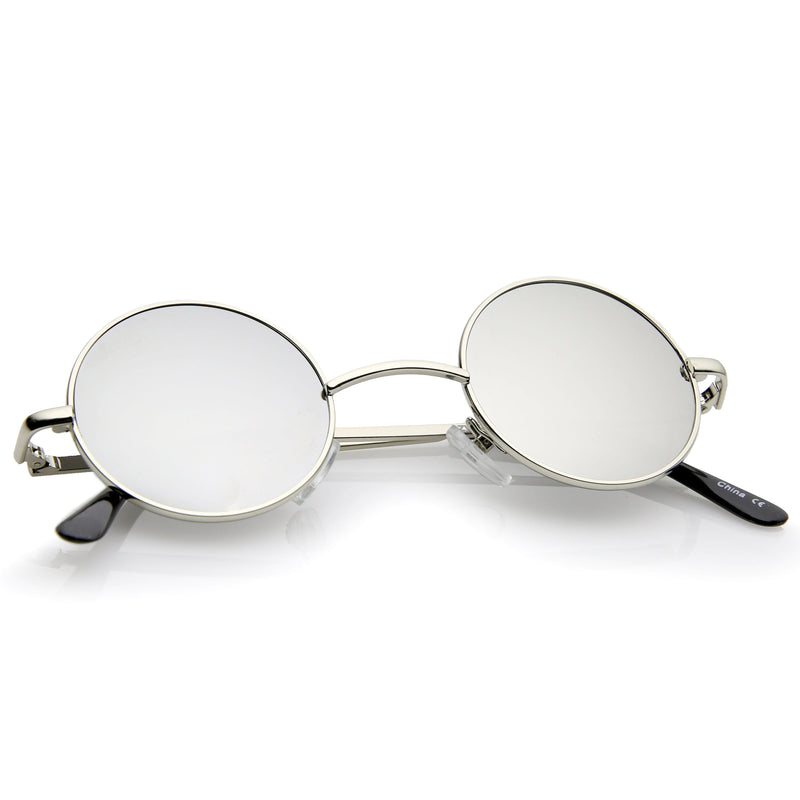 zeroUV Retro Lennon Style Round Circle Metal Mirror Lens Sunglasses 1408 Sunglasses White Smoke Gold Mirror,Silver Yellow,Silver Blue,Silver Red,Gold Midnight,Gold Ice,Gold Fire,Gold Sun,Silver / Silver Mirror