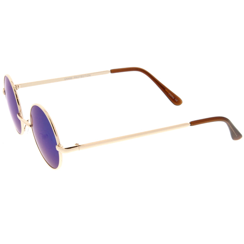 zeroUV Retro Lennon Style Round Circle Metal Mirror Lens Sunglasses 1408 Sunglasses White Smoke Gold Mirror,Silver Yellow,Silver Blue,Silver Red,Gold Midnight,Gold Ice,Gold Fire,Gold Sun,Silver / Silver Mirror