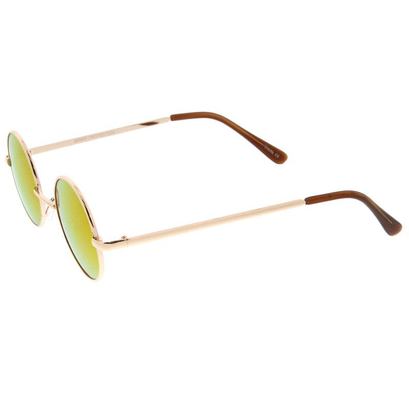 zeroUV Retro Lennon Style Round Circle Metal Mirror Lens Sunglasses 1408 Sunglasses White Smoke Gold Mirror,Silver Yellow,Silver Blue,Silver Red,Gold Midnight,Gold Ice,Gold Fire,Gold Sun,Silver / Silver Mirror