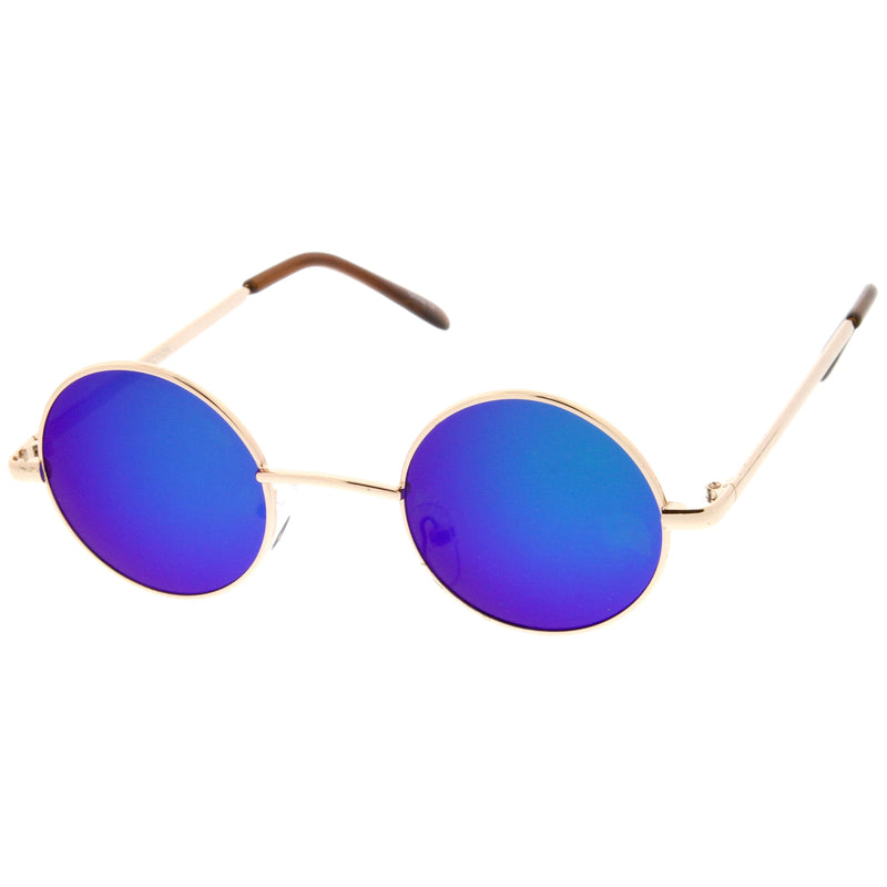 zeroUV Retro Lennon Style Round Circle Metal Mirror Lens Sunglasses 1408 Sunglasses White Smoke Gold Mirror,Silver Yellow,Silver Blue,Silver Red,Gold Midnight,Gold Ice,Gold Fire,Gold Sun,Silver / Silver Mirror