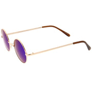 zeroUV Retro Lennon Style Round Circle Metal Mirror Lens Sunglasses 1408 Sunglasses White Smoke Gold Mirror,Silver Yellow,Silver Blue,Silver Red,Gold Midnight,Gold Ice,Gold Fire,Gold Sun,Silver / Silver Mirror