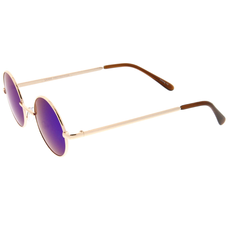 zeroUV Retro Lennon Style Round Circle Metal Mirror Lens Sunglasses 1408 Sunglasses White Smoke Gold Mirror,Silver Yellow,Silver Blue,Silver Red,Gold Midnight,Gold Ice,Gold Fire,Gold Sun,Silver / Silver Mirror