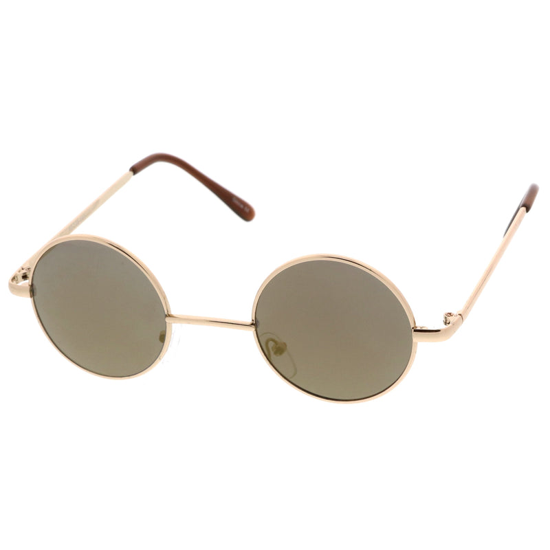 zeroUV Retro Lennon Style Round Circle Metal Mirror Lens Sunglasses 1408 Sunglasses White Smoke Gold Mirror,Silver Yellow,Silver Blue,Silver Red,Gold Midnight,Gold Ice,Gold Fire,Gold Sun,Silver / Silver Mirror