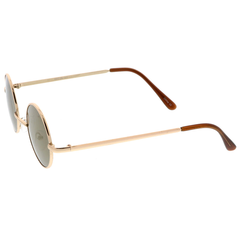 zeroUV Retro Lennon Style Round Circle Metal Mirror Lens Sunglasses 1408 Sunglasses White Smoke Gold Mirror,Silver Yellow,Silver Blue,Silver Red,Gold Midnight,Gold Ice,Gold Fire,Gold Sun,Silver / Silver Mirror