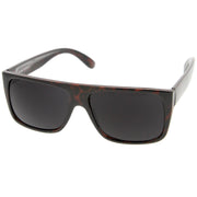 zeroUV Mens Retro Super Flat Top Aviator Square Sunglasses 8685 Sunglasses White Smoke Tortoise Smoke