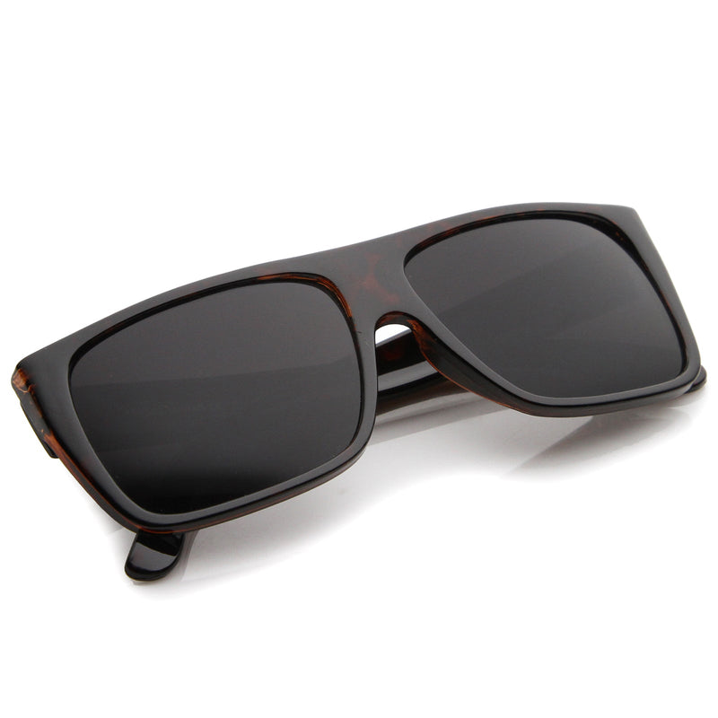 zeroUV Mens Retro Super Flat Top Aviator Square Sunglasses 8685 Sunglasses White Smoke Black,Tortoise,Tortoise Amber,Black / Smoke Polarized,Tortoise Smoke