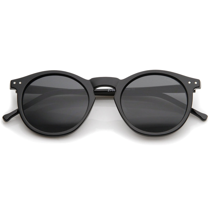zeroUV Dapper Key Hole Vintage Horned Rim Round Circle Indie Sunglasses 8943 Sunglasses White Smoke Polarized Black Smoke