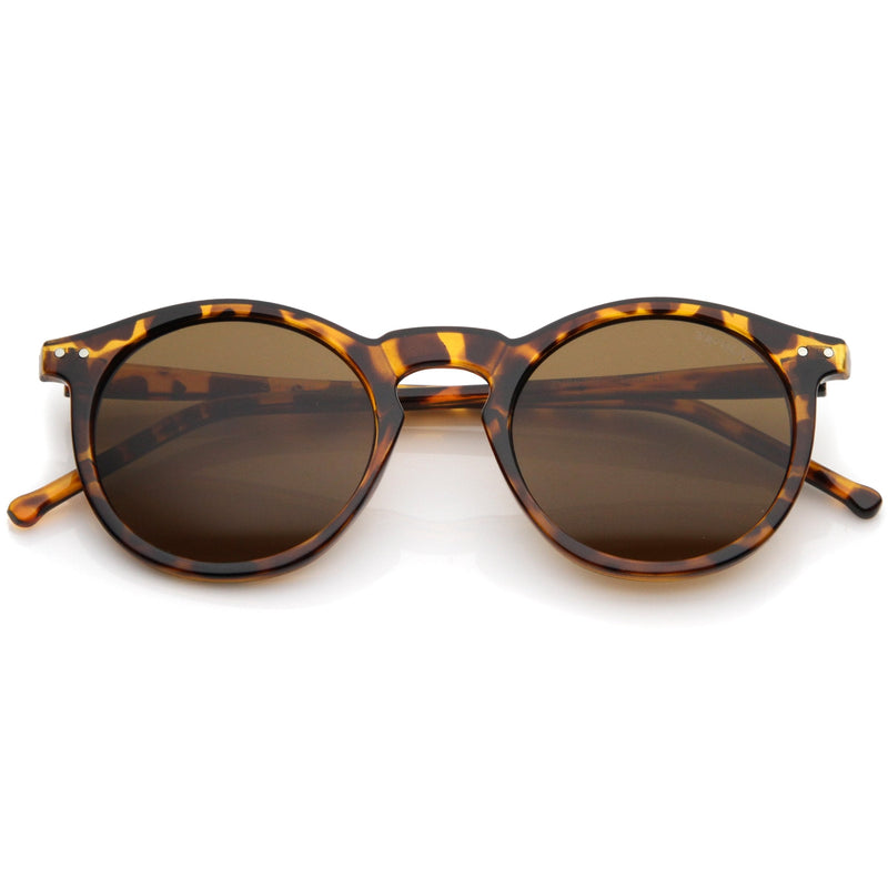 zeroUV Dapper Key Hole Vintage Horned Rim Round Circle Indie Sunglasses 8943 Sunglasses White Smoke Polarized Tortoise Amber