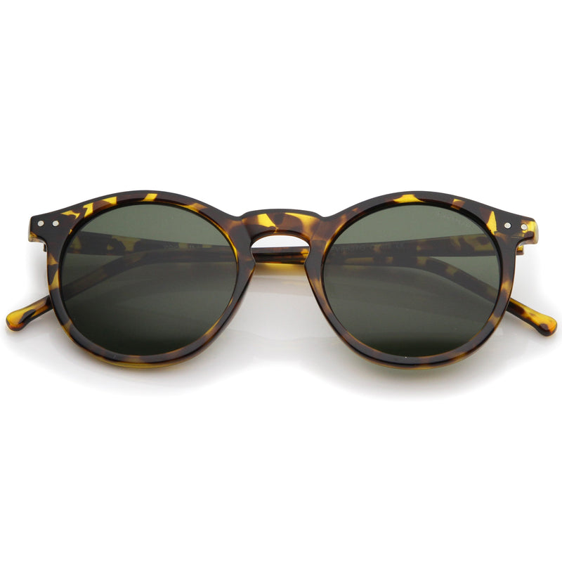 zeroUV 1920's P3 Dapper Vintage Inspired Round Sunglasses 8637 Sunglasses White Smoke Polarized Tortoise Green