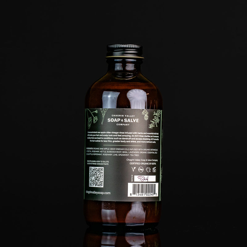 Chagrin Valley Soap & Salve Apple Cider Vinegar Rinse Concentrate: Fresh Mint ACV Rinse Black 9 fl oz Bottle