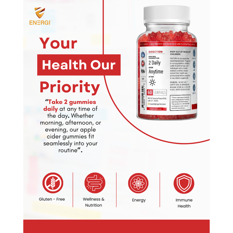 Energi Nutrition Apple Cider Vinegar Gummies Supplement White Smoke