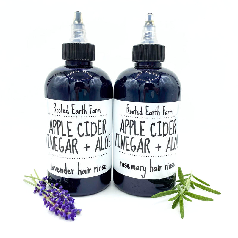 Rooted Earth Farm + Apothecary Herbal Aloe Vinegar Hair Rinse Hair + Nail Care White Smoke Rosemary,Lavender