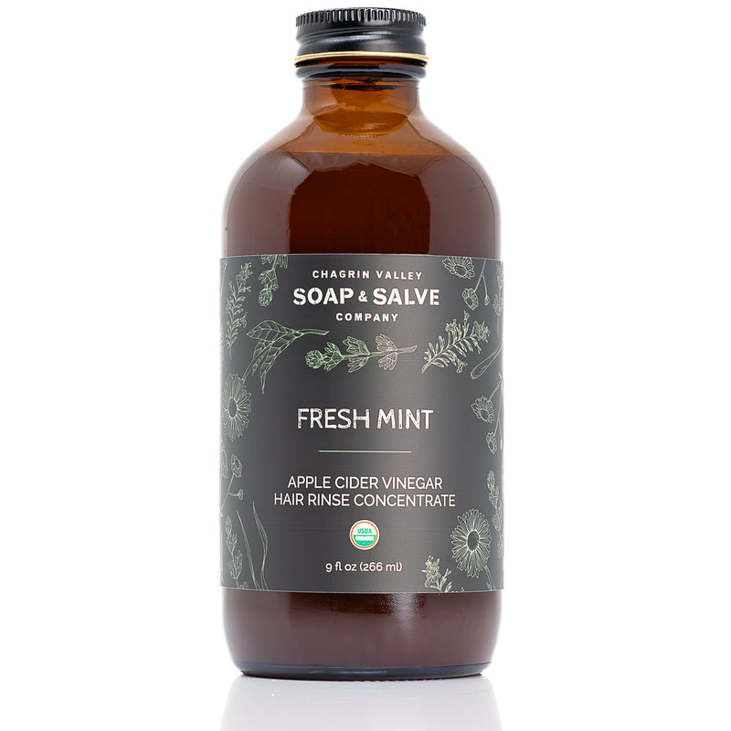 Chagrin Valley Soap & Salve Apple Cider Vinegar Rinse Concentrate: Fresh Mint ACV Rinse White Smoke 9 fl oz Bottle