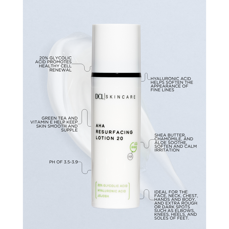 DCL Skincare AHA Resurfacing Lotion 20 Bottle Light Gray